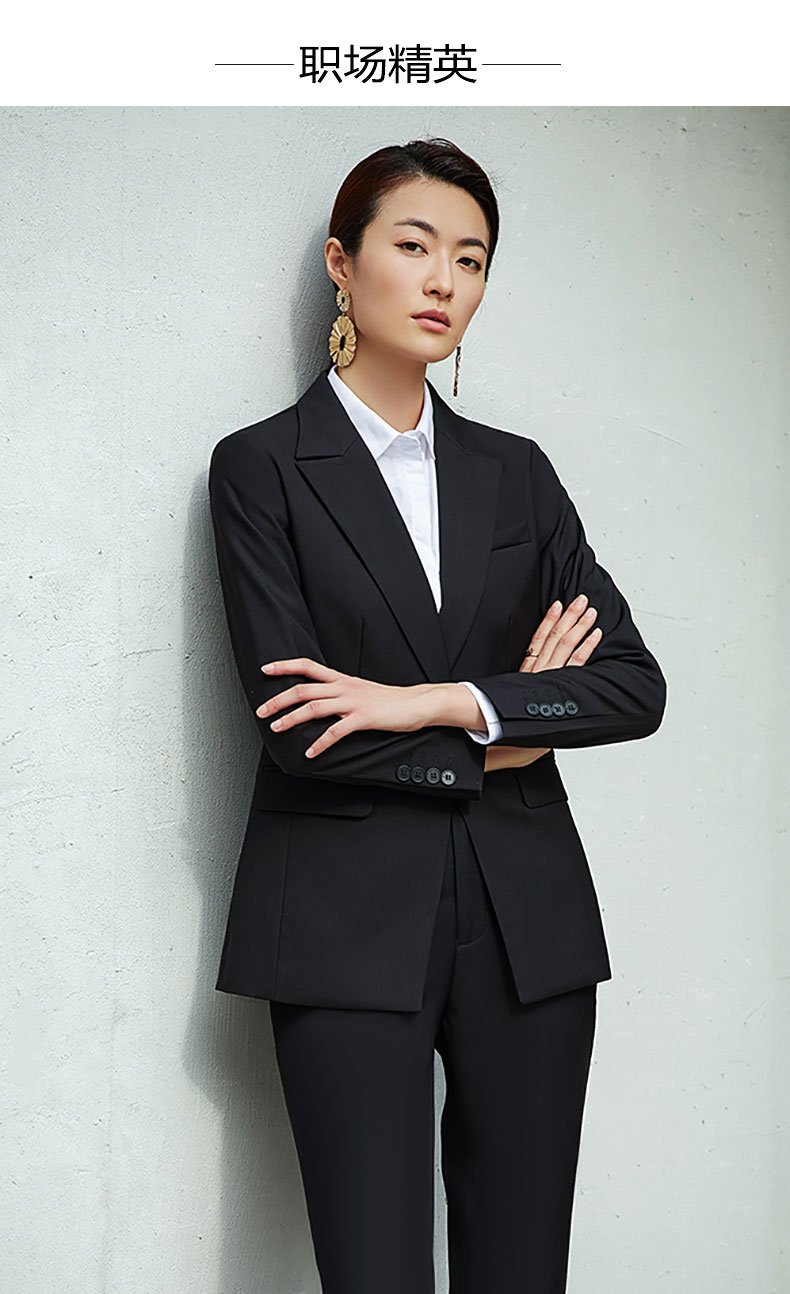 女士黑色一粒扣西服款式圖片