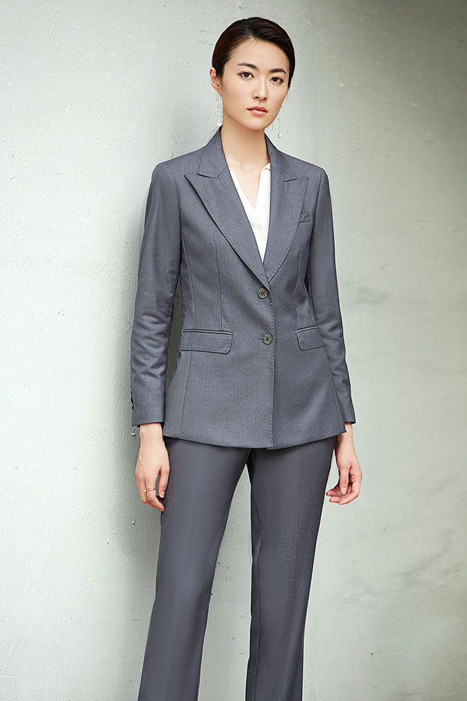女款灰色兩粒扣西服定制款
